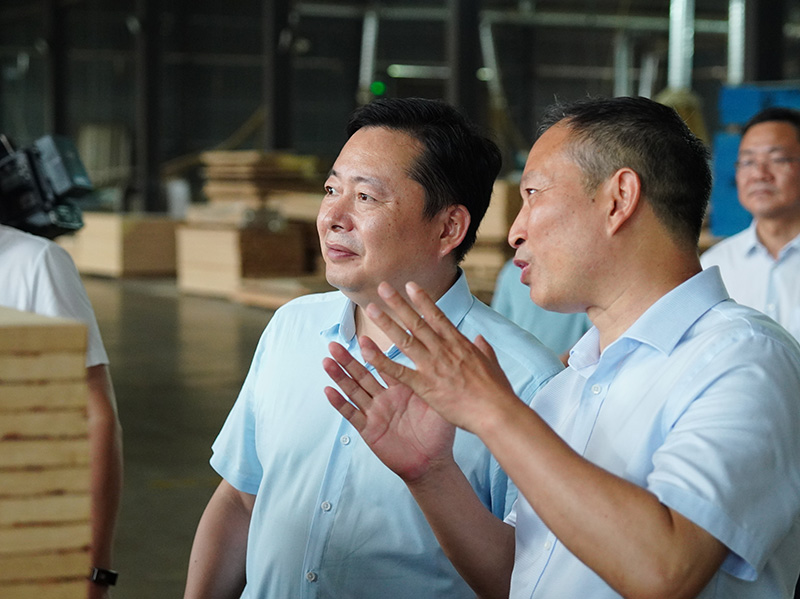 桃花江竹材董事長(zhǎng)正在向熊市長(zhǎng)匯報(bào) 桃花江竹材董事長(zhǎng)正在向熊市長(zhǎng)匯報(bào)